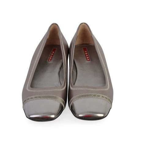 prada silver flats|Prada flats for women.